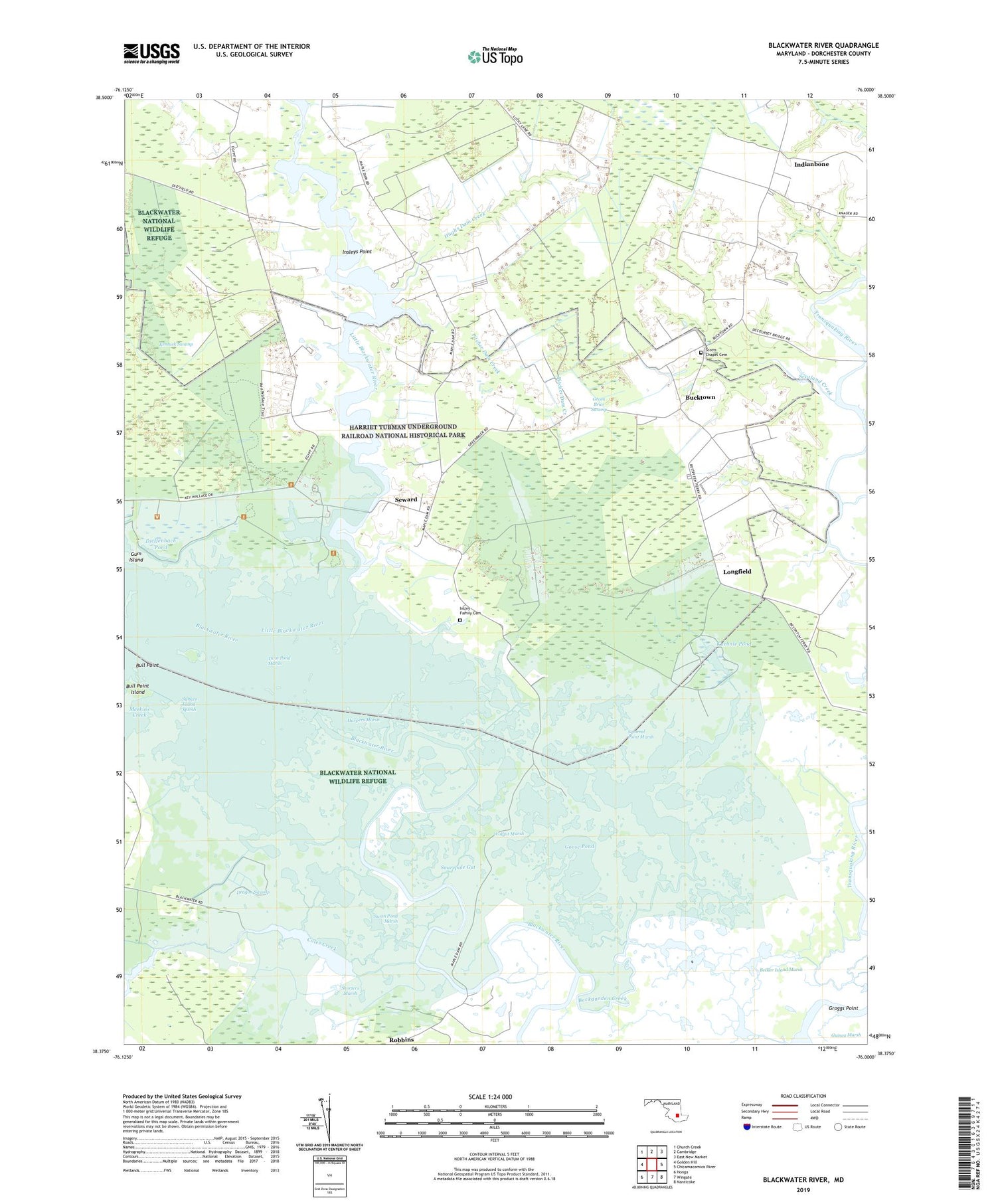 Blackwater River Maryland US Topo Map Image