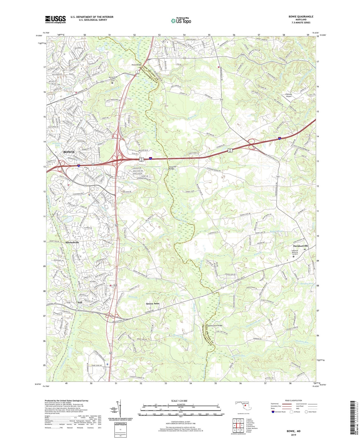 Bowie Maryland US Topo Map Image