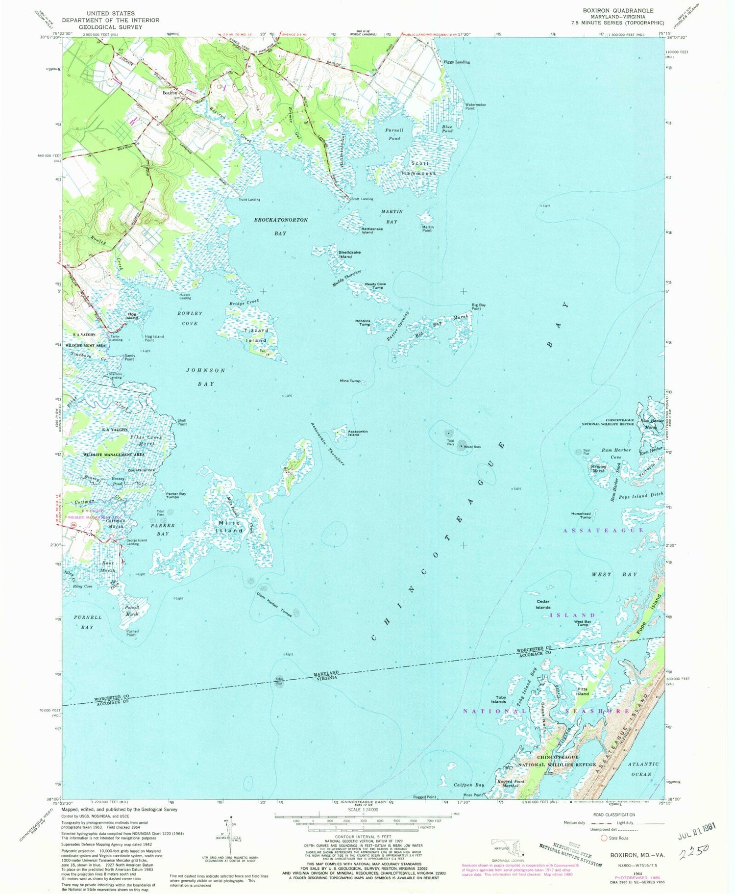 Classic USGS Boxiron Maryland 7.5'x7.5' Topo Map Image