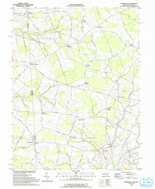Classic USGS Burrsville Maryland 7.5'x7.5' Topo Map Image