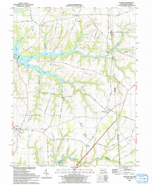 Classic USGS Cecilton Maryland 7.5'x7.5' Topo Map Image