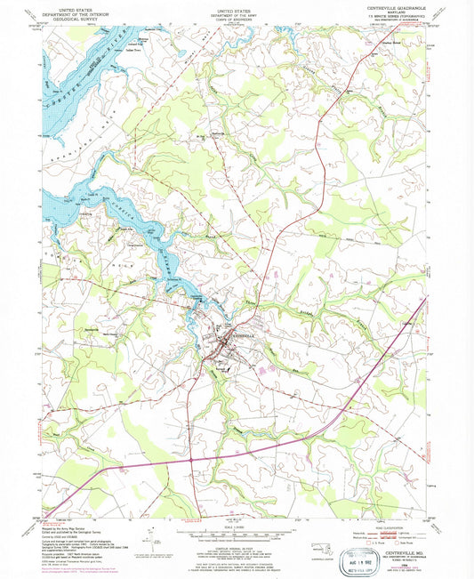 Classic USGS Centreville Maryland 7.5'x7.5' Topo Map Image