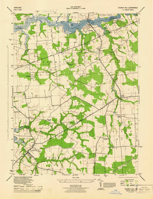 Classic USGS Church Hill Maryland 7.5'x7.5' Topo Map Image