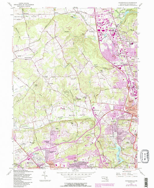 Classic USGS Cockeysville Maryland 7.5'x7.5' Topo Map Image