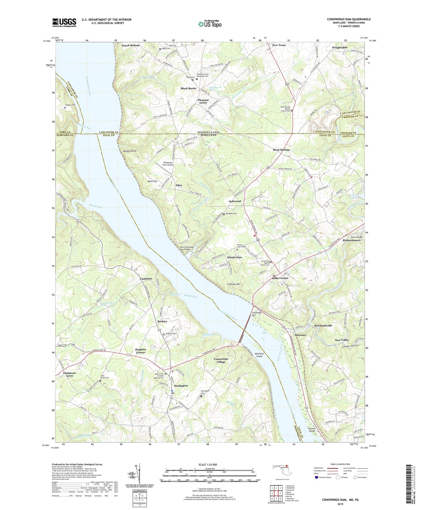 Conowingo Dam Maryland US Topo Map Image