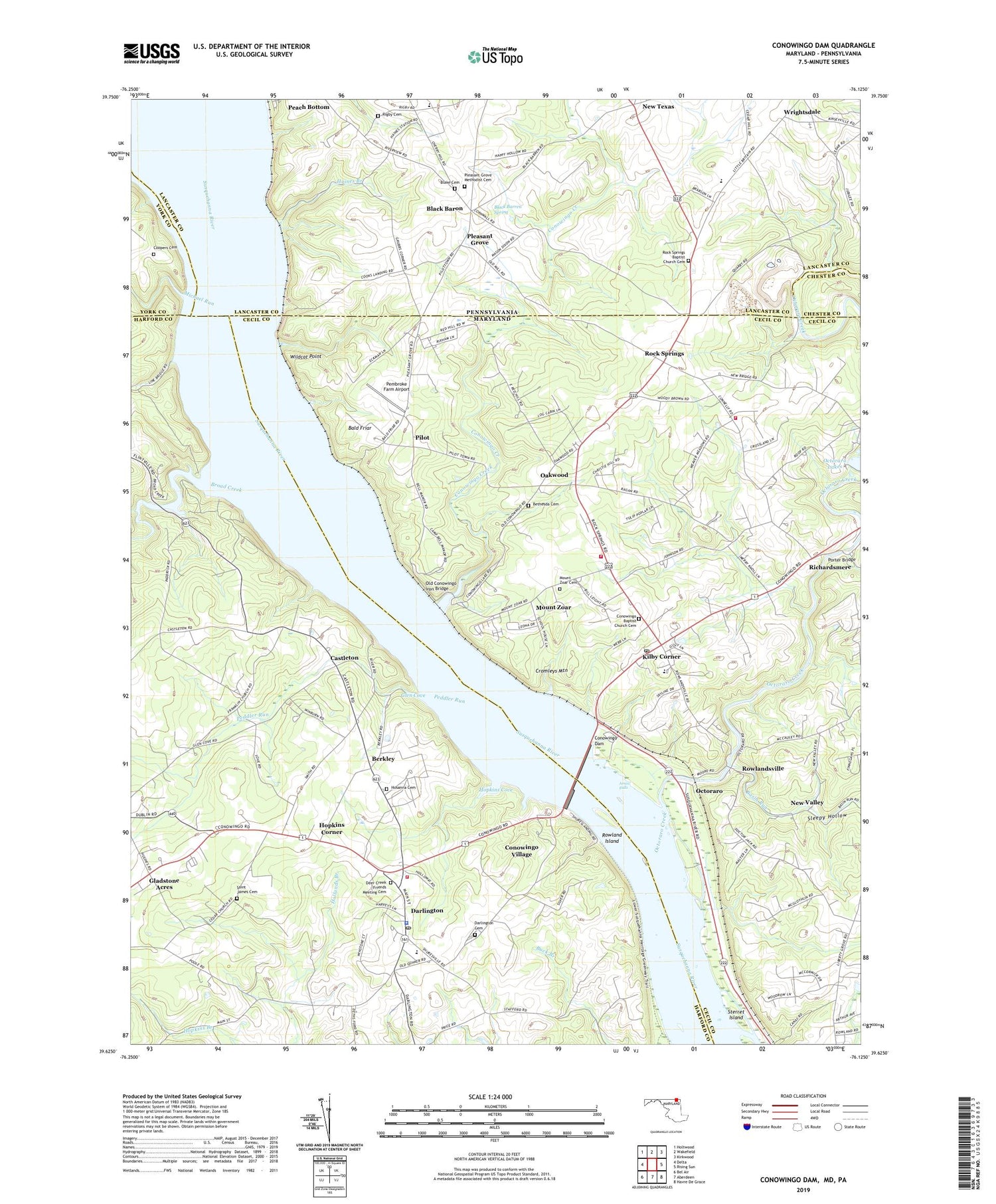 Conowingo Dam Maryland US Topo Map Image