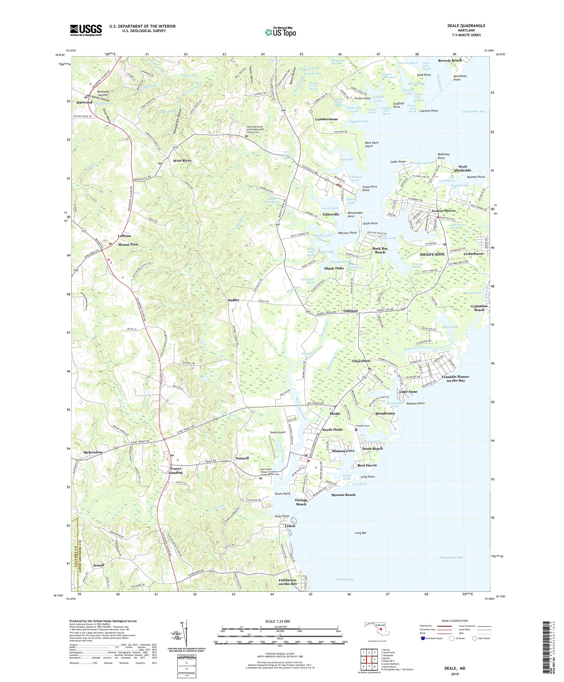 Deale Maryland US Topo Map – MyTopo Map Store