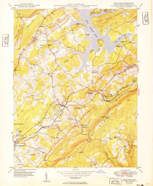 Classic USGS Deer Park Maryland 7.5'x7.5' Topo Map Image