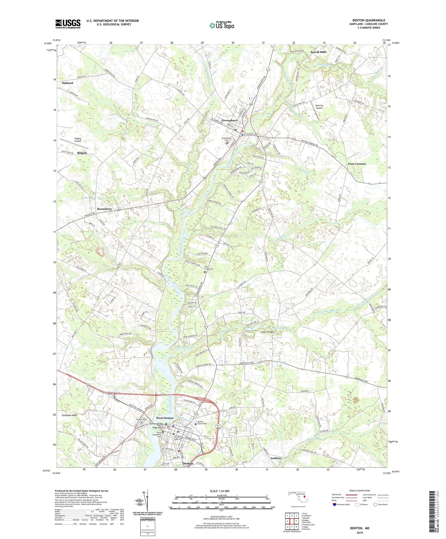Denton Maryland US Topo Map Image