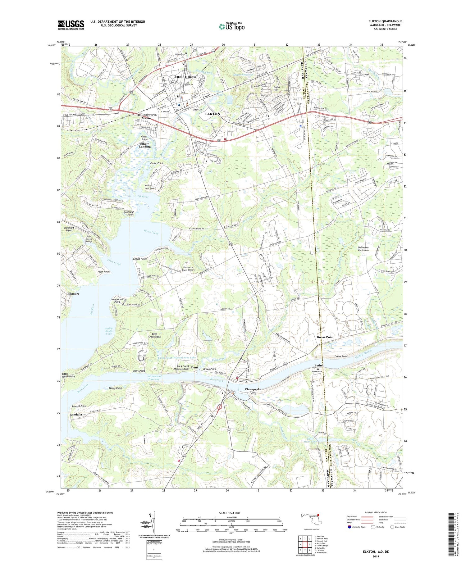 Elkton Maryland US Topo Map Image