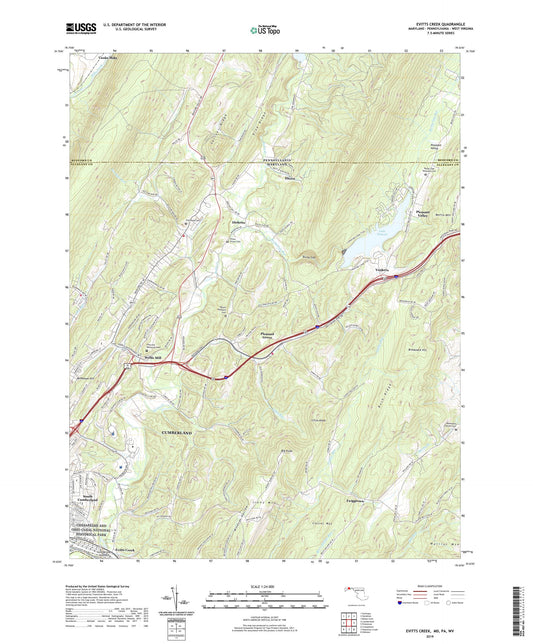Evitts Creek Maryland US Topo Map Image