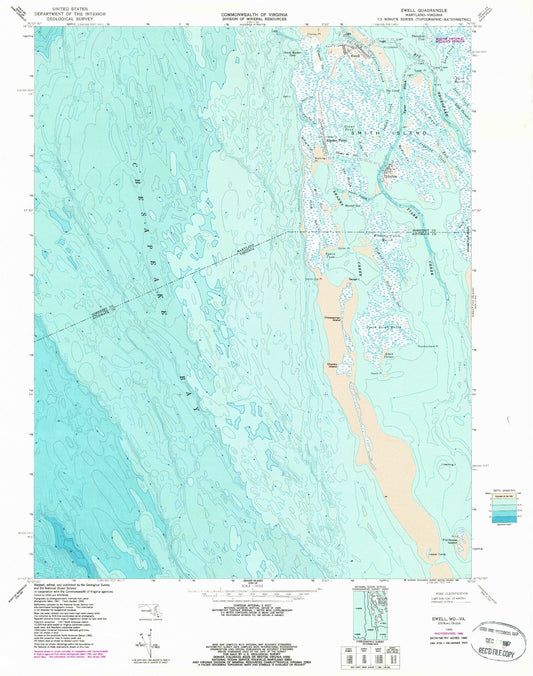 Classic USGS Ewell Maryland 7.5'x7.5' Topo Map Image
