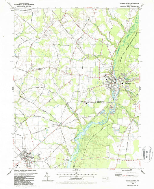 Classic USGS Federalsburg Maryland 7.5'x7.5' Topo Map Image