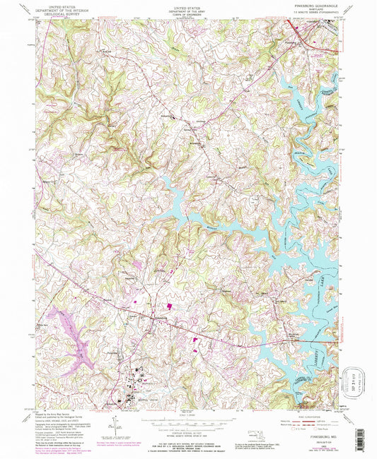 Classic USGS Finksburg Maryland 7.5'x7.5' Topo Map Image