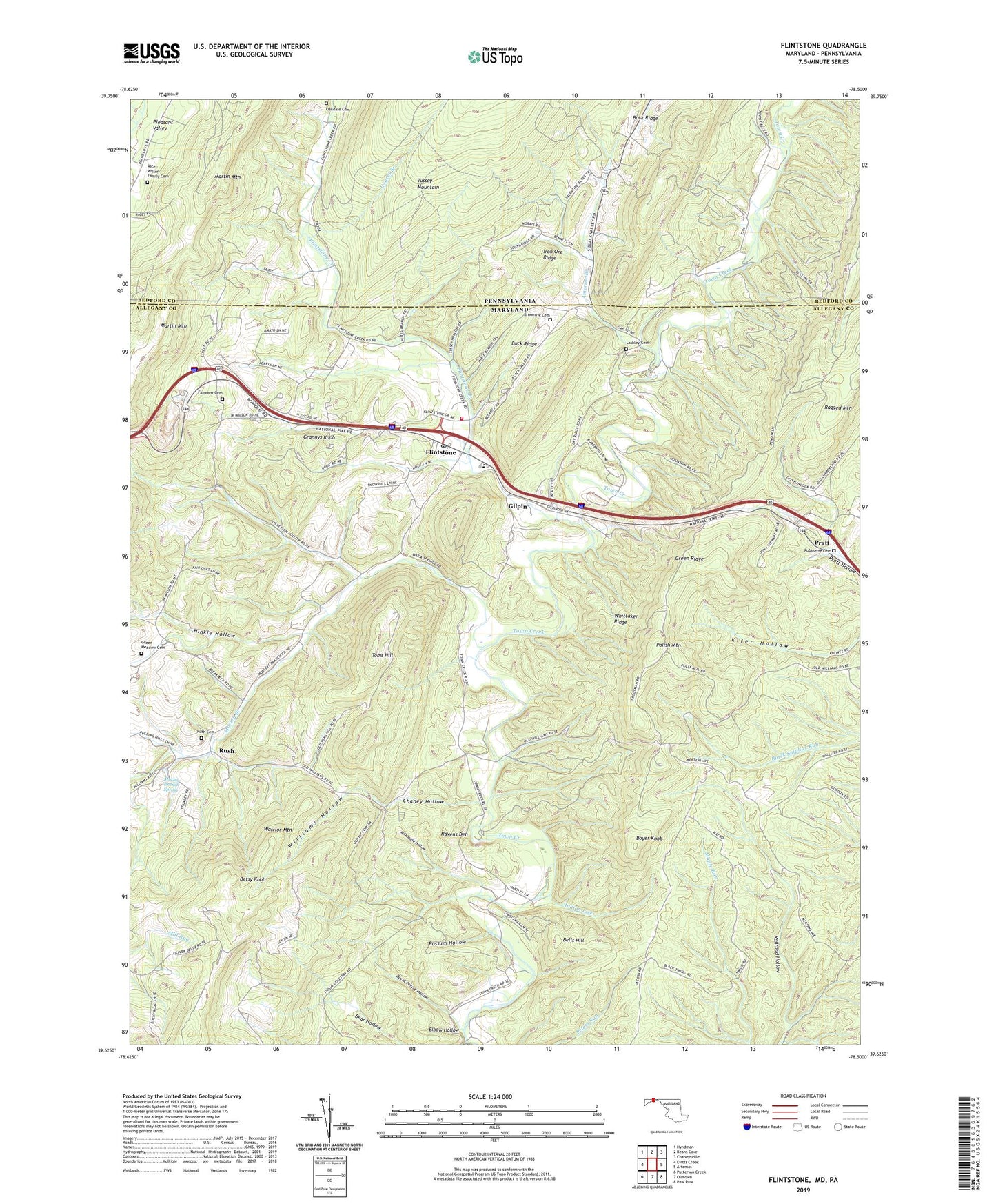 Flintstone Maryland US Topo Map Image