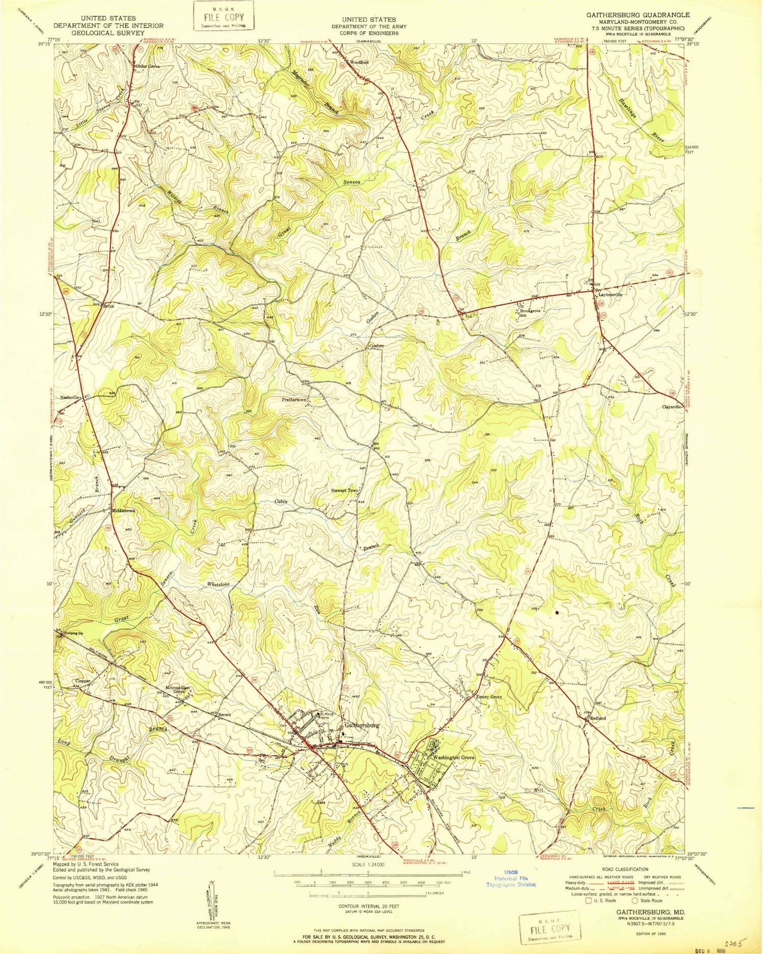 Classic USGS Gaithersburg Maryland 7.5'x7.5' Topo Map Image