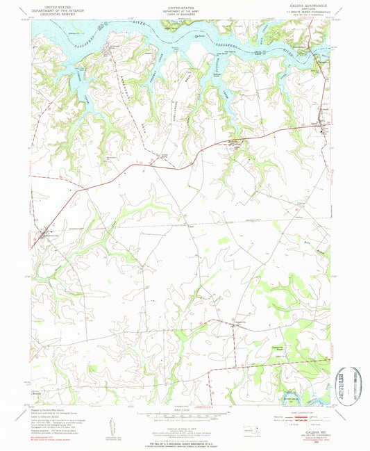 Classic USGS Galena Maryland 7.5'x7.5' Topo Map Image
