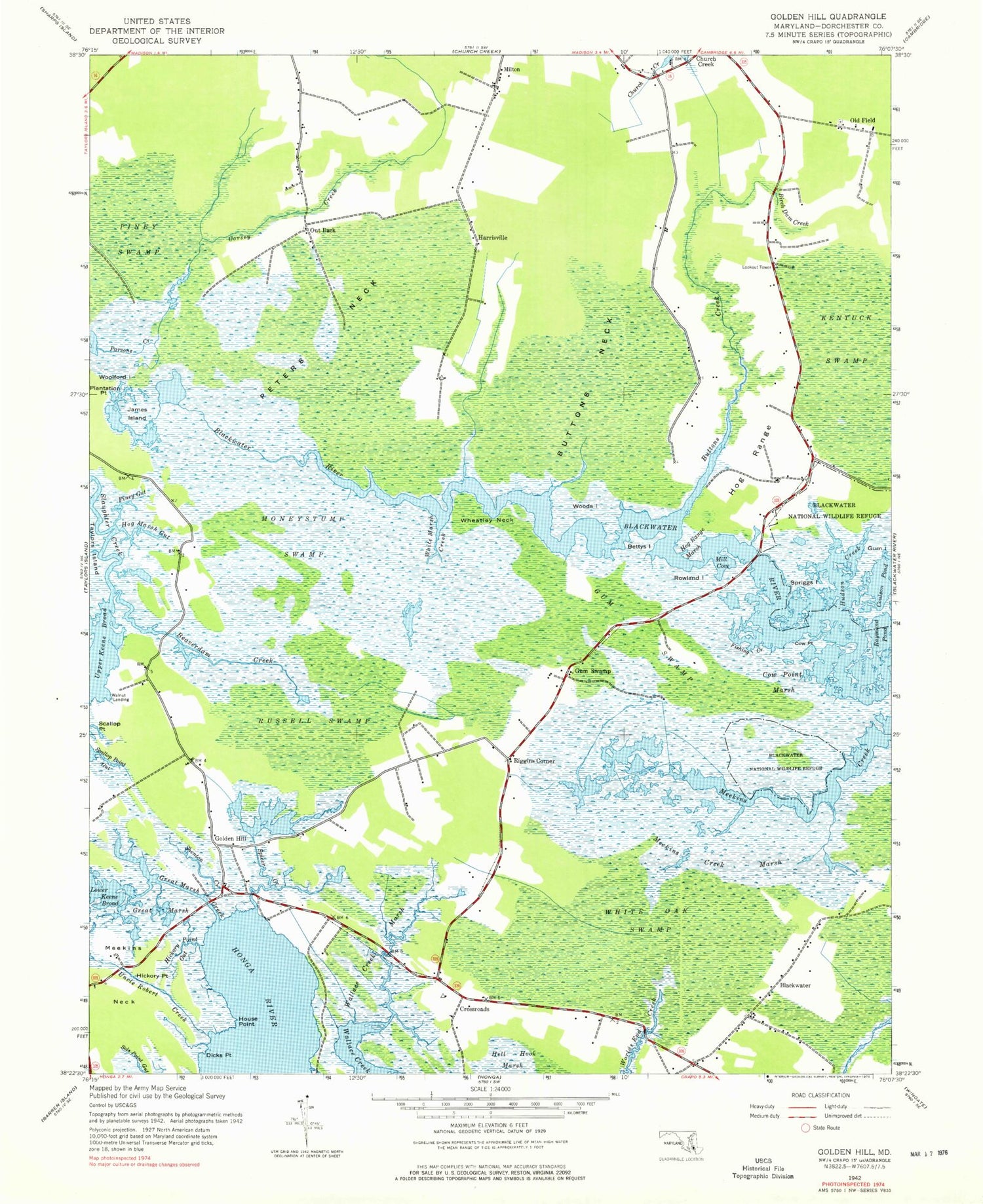 Classic USGS Golden Hill Maryland 7.5'x7.5' Topo Map Image