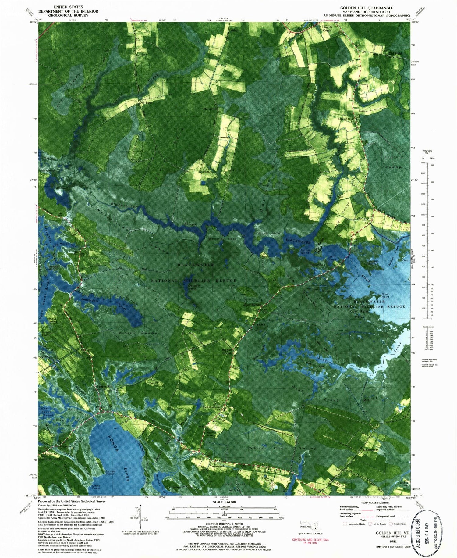 Classic USGS Golden Hill Maryland 7.5'x7.5' Topo Map Image