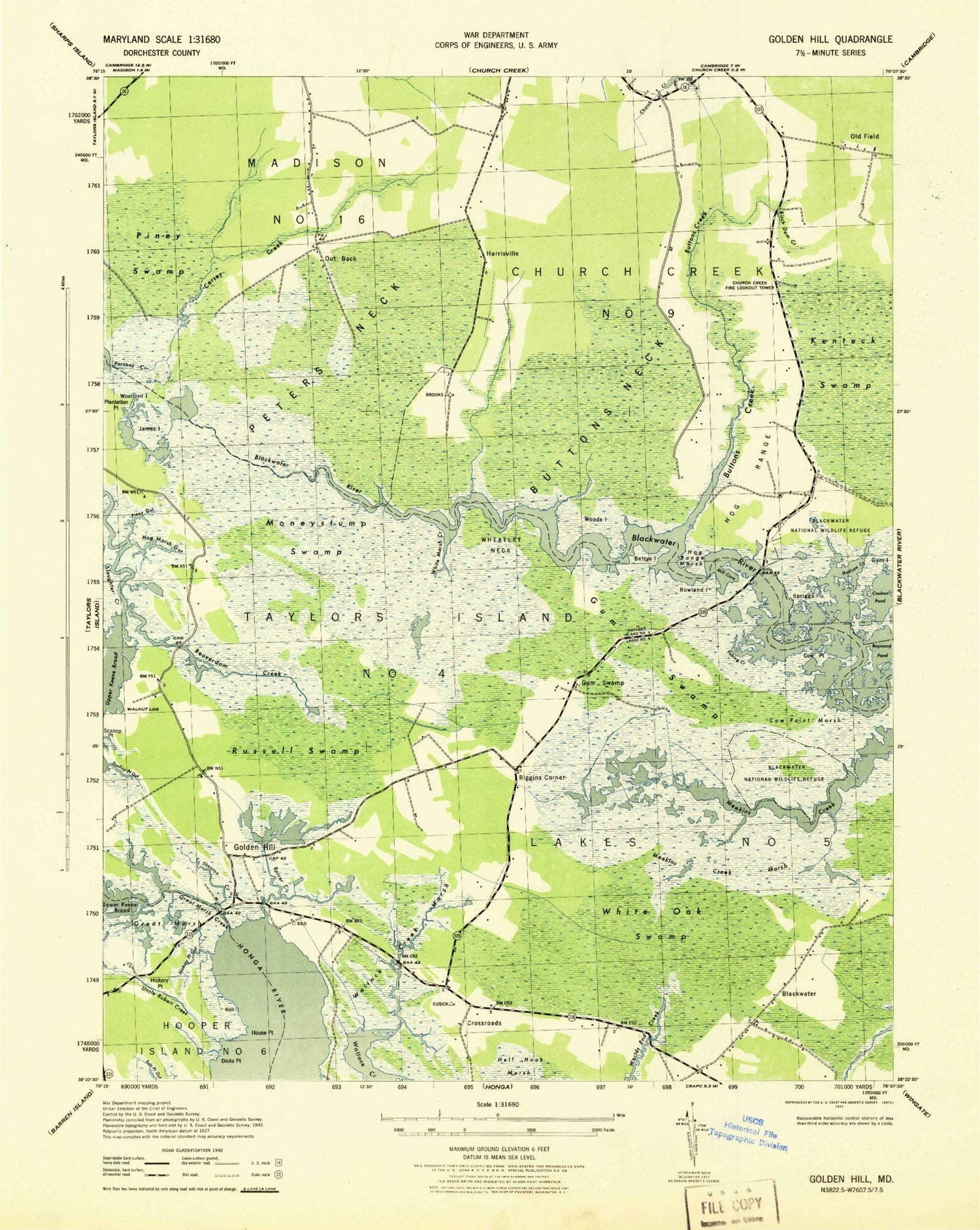 Classic USGS Golden Hill Maryland 7.5'x7.5' Topo Map Image