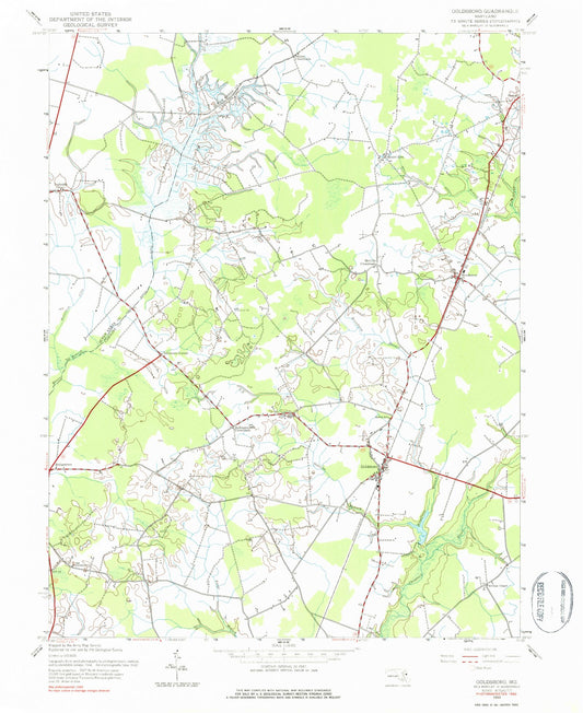 Classic USGS Goldsboro Maryland 7.5'x7.5' Topo Map Image