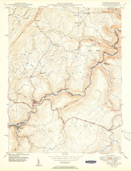 Classic USGS Gorman Maryland 7.5'x7.5' Topo Map Image