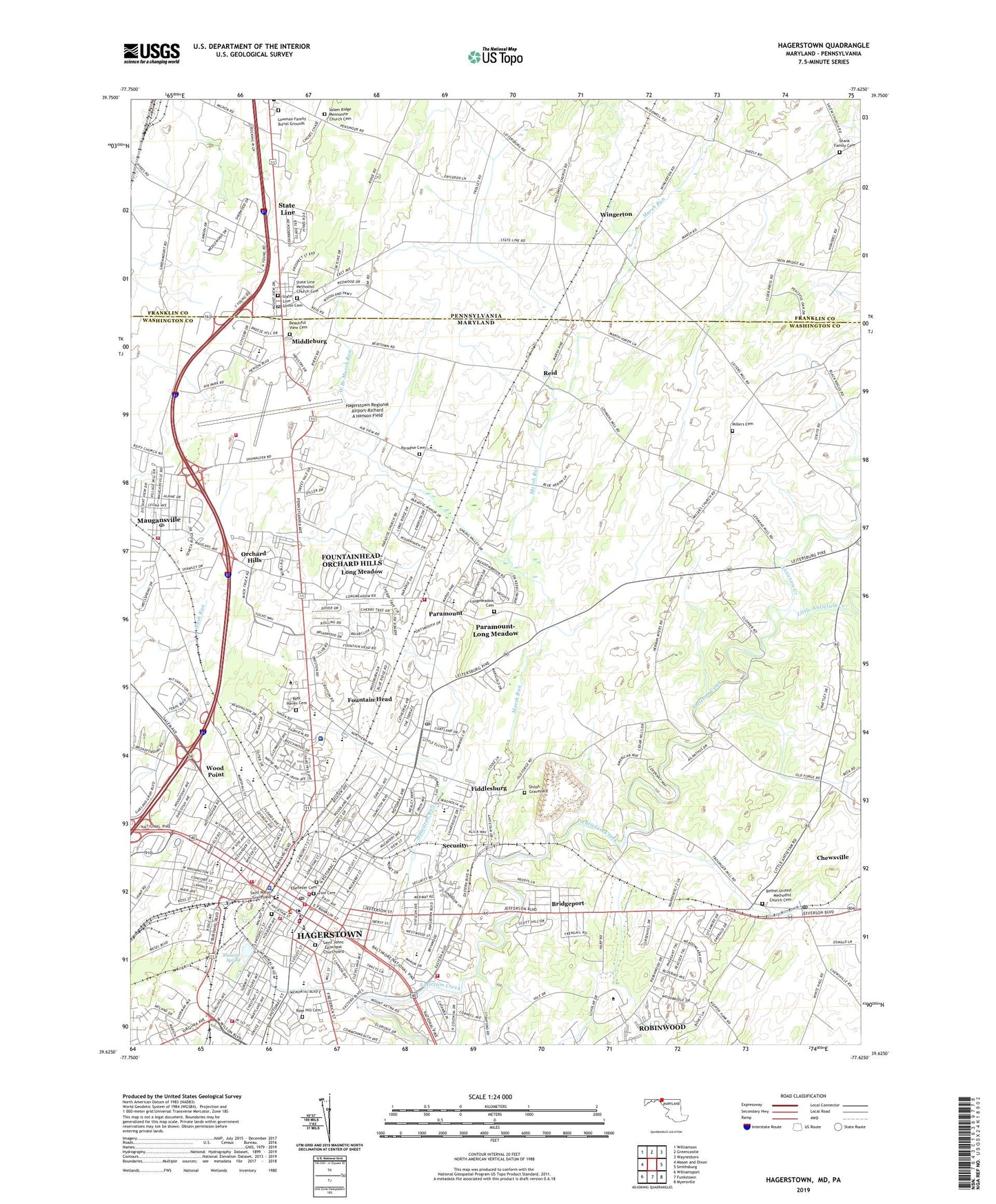 Hagerstown Maryland US Topo Map Image