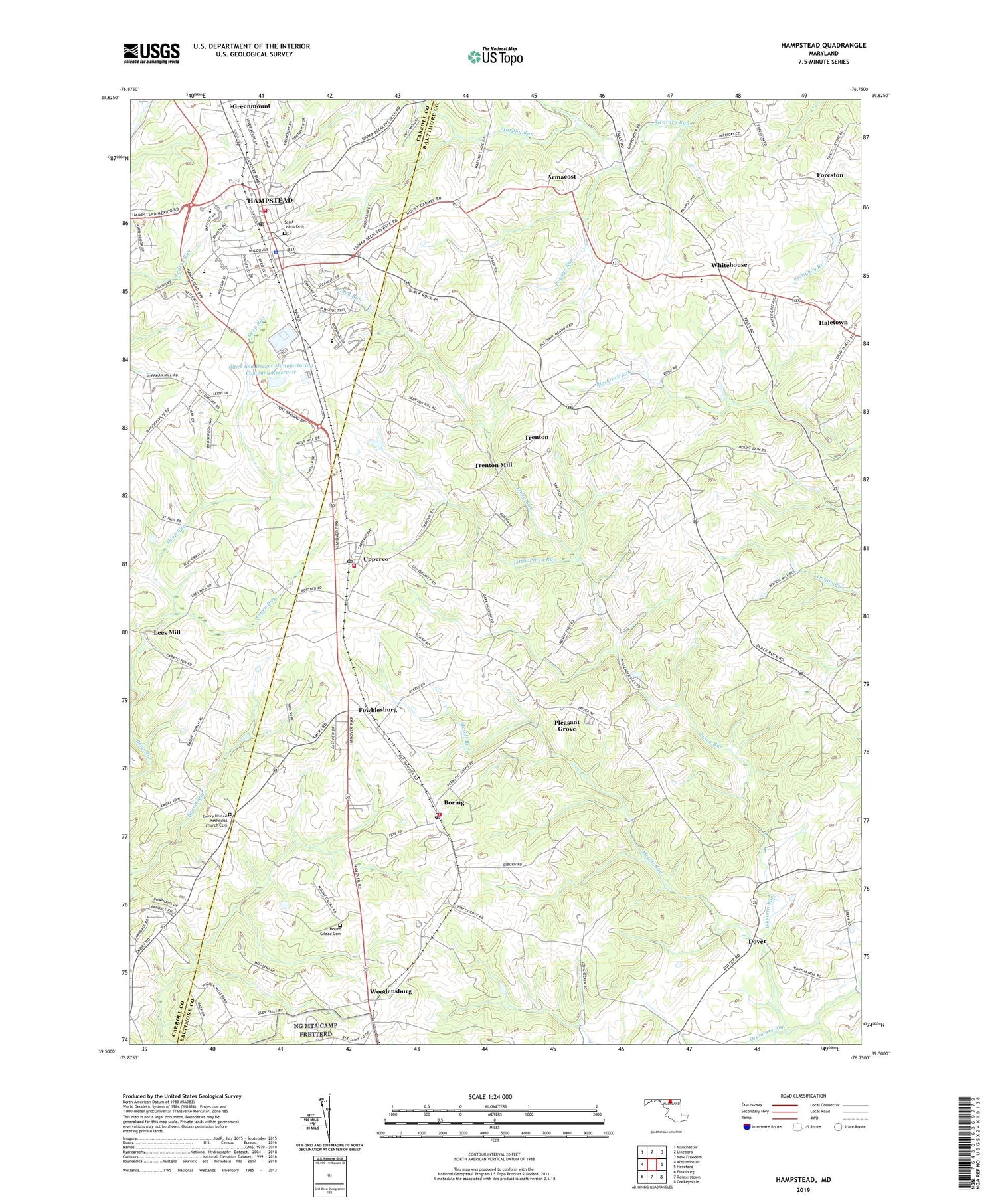 Hampstead Maryland US Topo Map Image