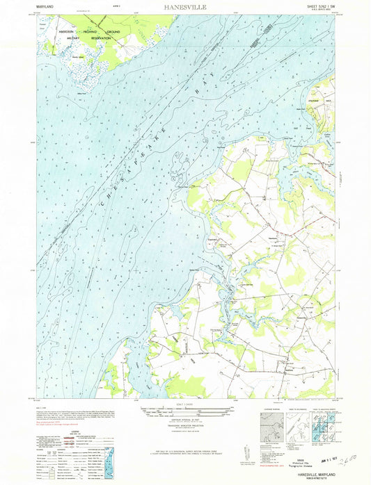 Classic USGS Hanesville Maryland 7.5'x7.5' Topo Map Image