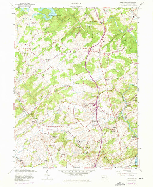 Classic USGS Hereford Maryland 7.5'x7.5' Topo Map Image