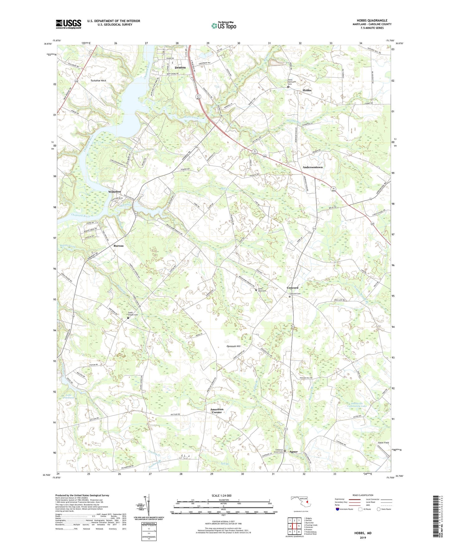 Hobbs Maryland US Topo Map Image