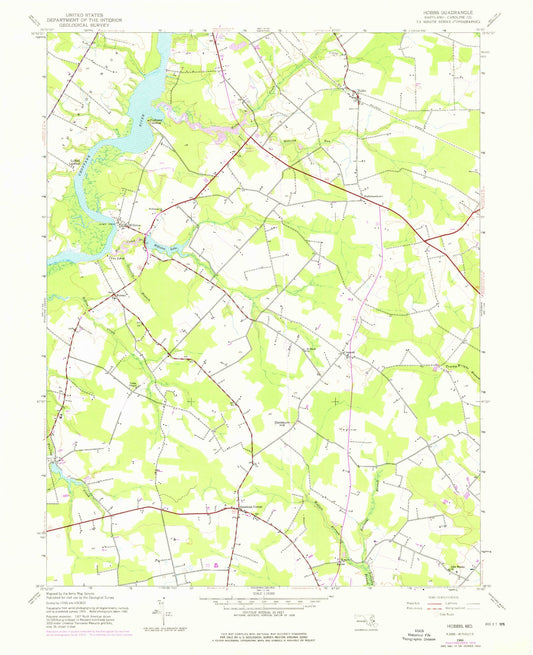 Classic USGS Hobbs Maryland 7.5'x7.5' Topo Map Image