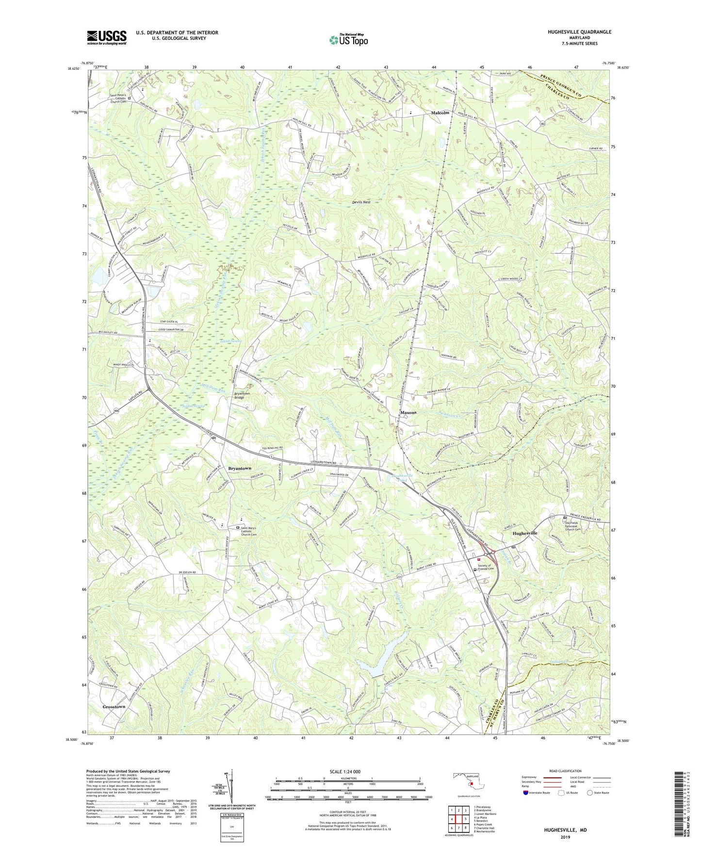 Hughesville Maryland US Topo Map Image