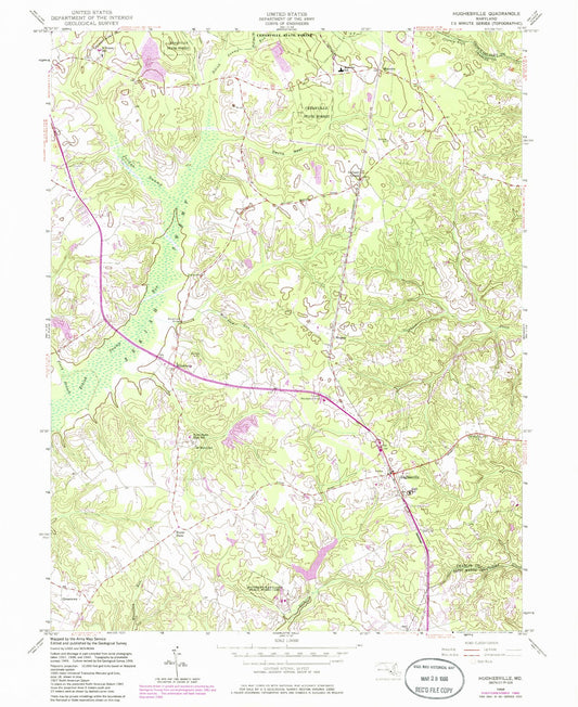 Classic USGS Hughesville Maryland 7.5'x7.5' Topo Map Image
