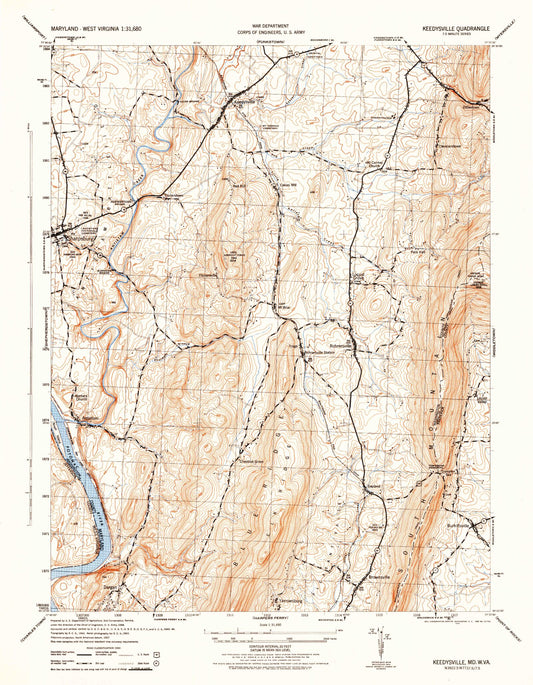 USGS Classic Keedysville Maryland 7.5'x7.5' Topo Map Image