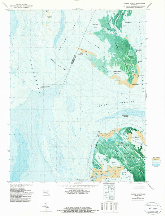 Classic USGS Kedges Straits Maryland 7.5'x7.5' Topo Map Image