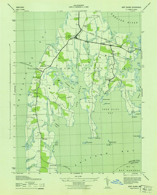Classic USGS Kent Island Maryland 7.5'x7.5' Topo Map Image