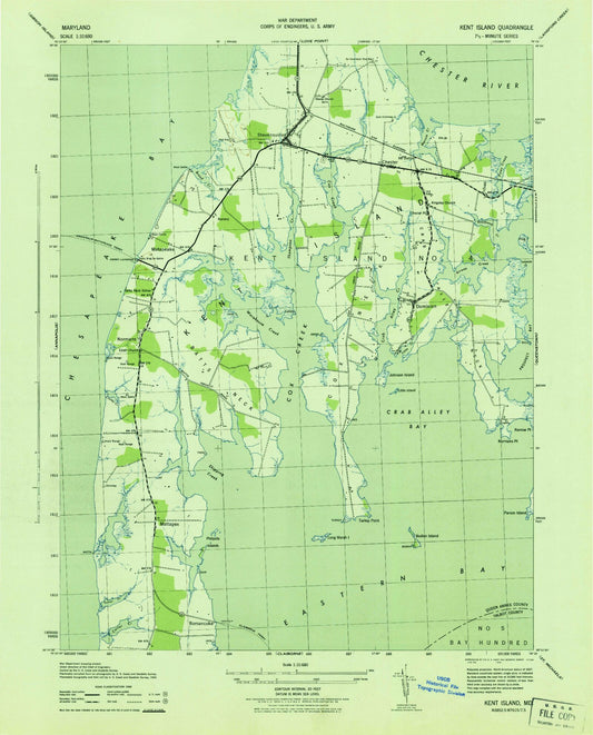 Classic USGS Kent Island Maryland 7.5'x7.5' Topo Map Image