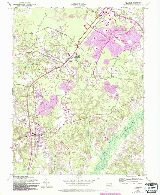 Classic USGS La Plata Maryland 7.5'x7.5' Topo Map Image