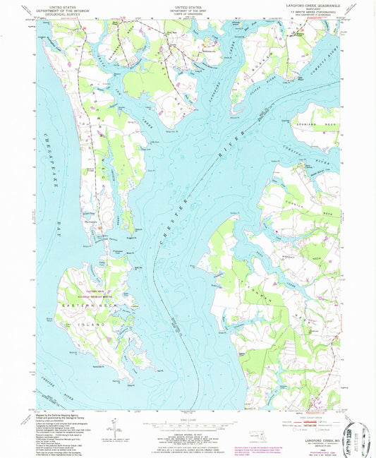 Classic USGS Langford Creek Maryland 7.5'x7.5' Topo Map Image