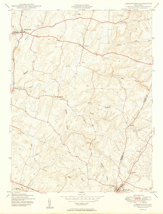 Classic USGS Libertytown Maryland 7.5'x7.5' Topo Map Image