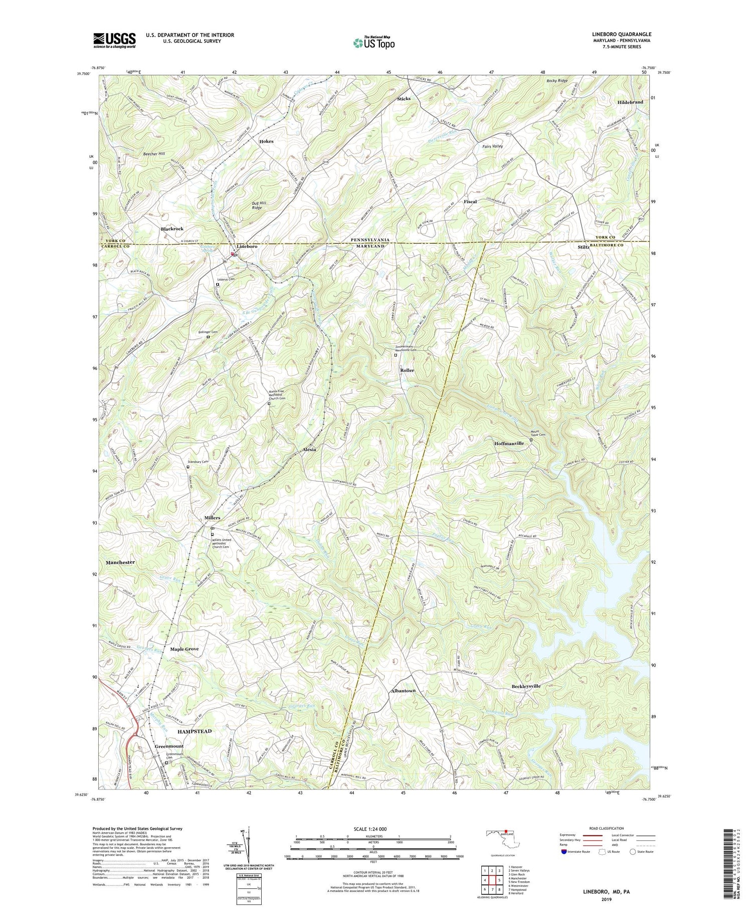Lineboro Maryland US Topo Map Image