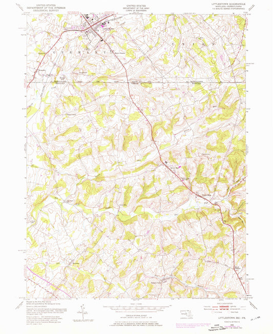 Classic USGS Littlestown Pennsylvania 7.5'x7.5' Topo Map Image
