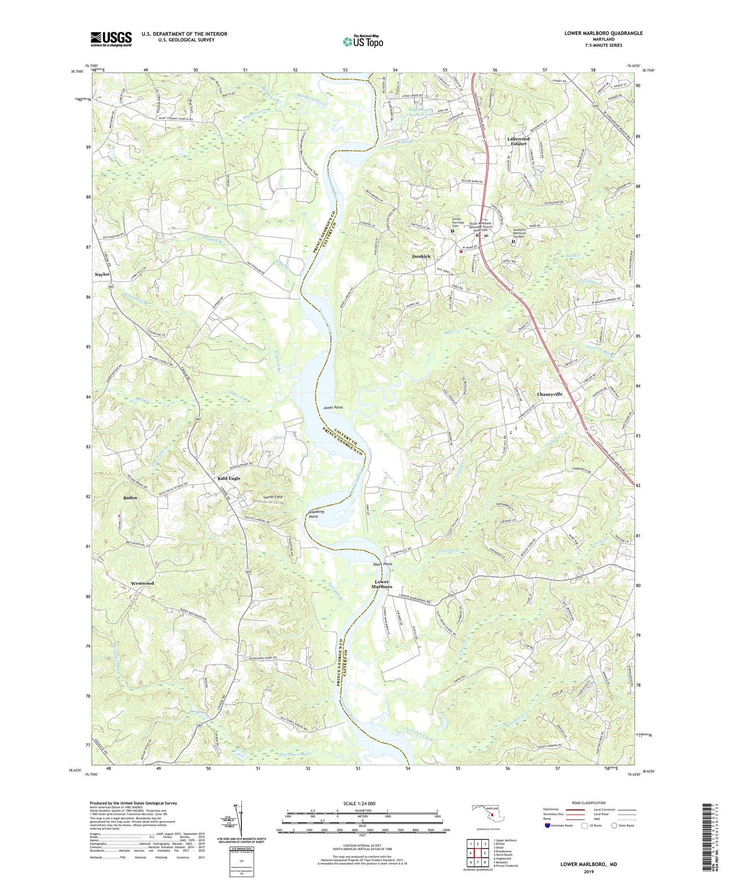 Lower Marlboro Maryland US Topo Map Image