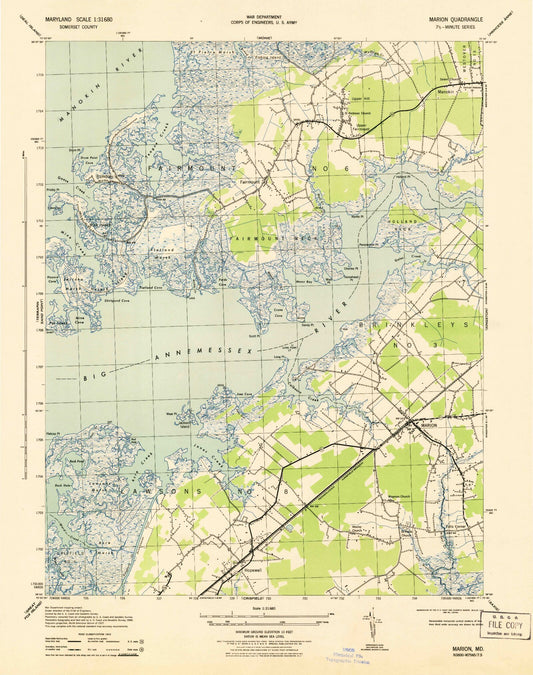 Classic USGS Marion Maryland 7.5'x7.5' Topo Map Image