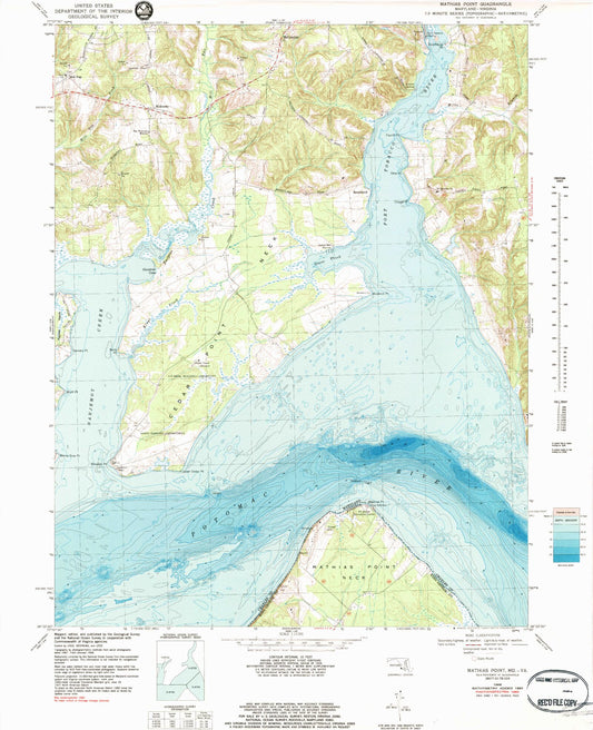 Classic USGS Mathias Point Virginia 7.5'x7.5' Topo Map Image