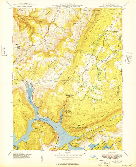 Classic USGS McHenry Maryland 7.5'x7.5' Topo Map Image