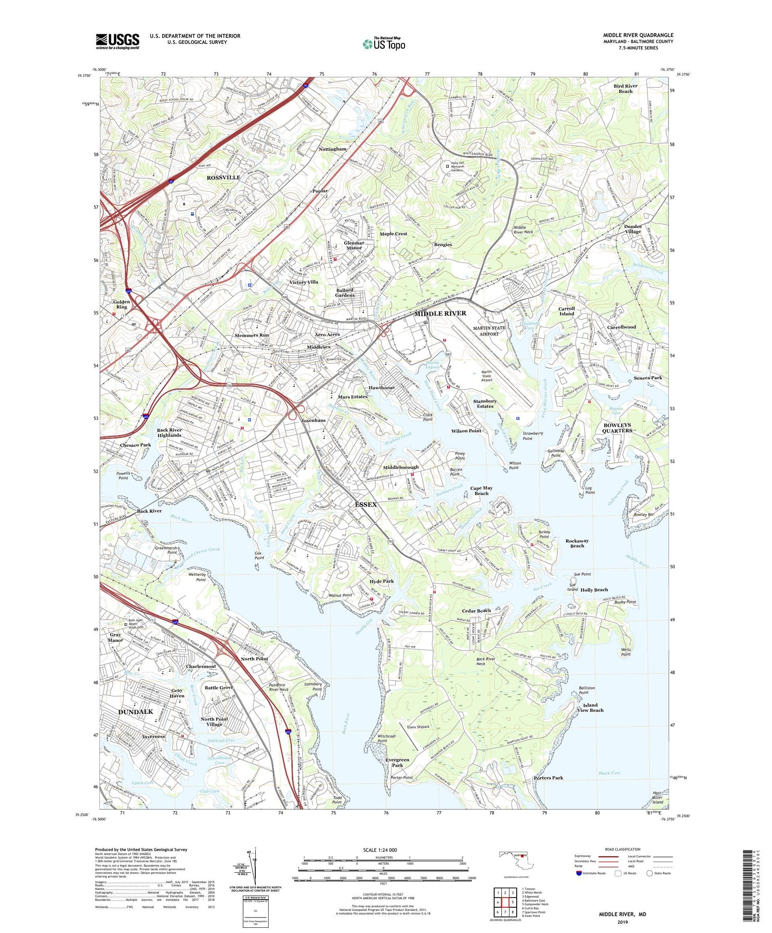 Middle River Maryland US Topo Map Image
