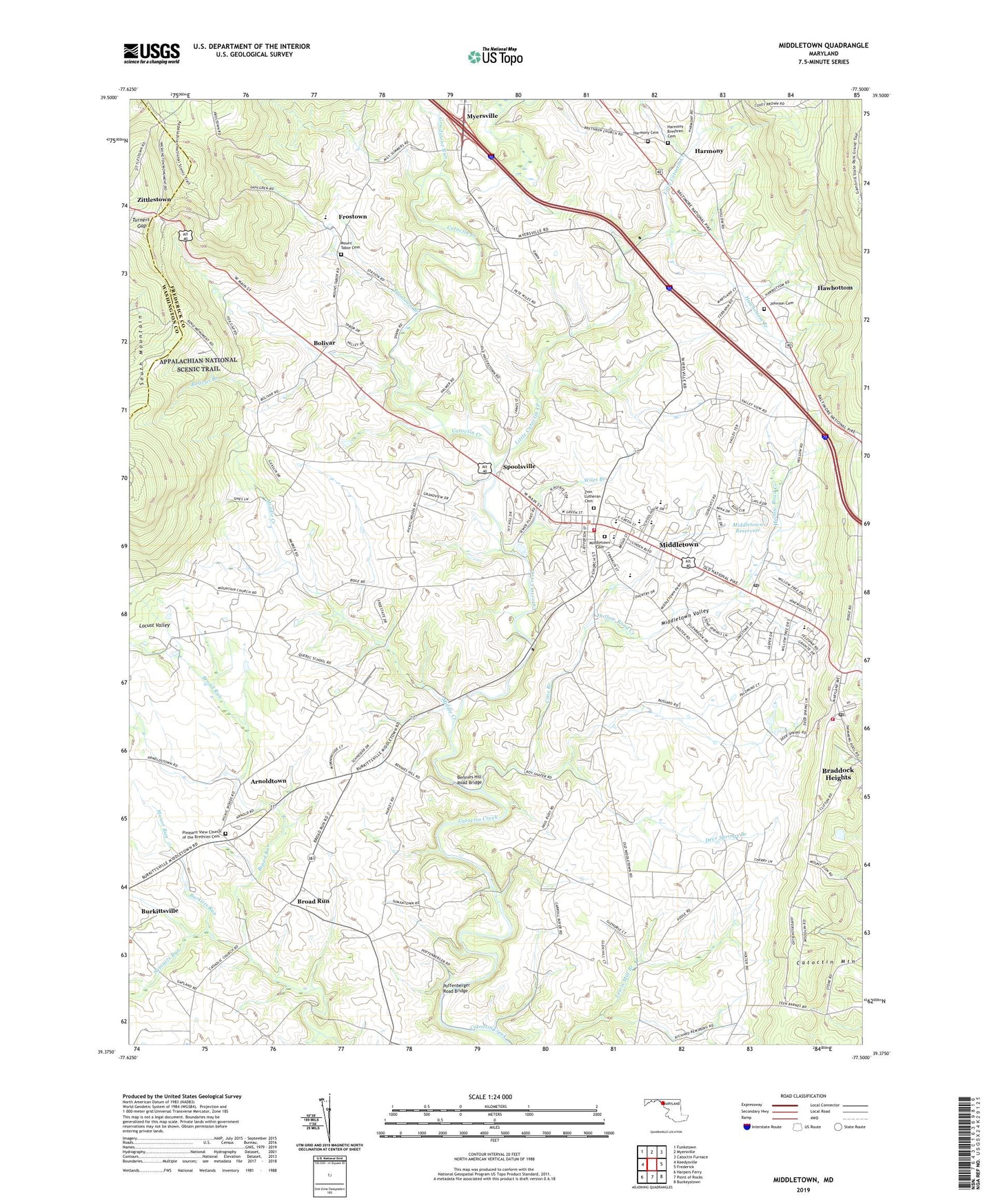 Middletown Maryland US Topo Map Image