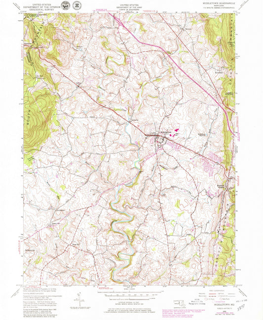 Classic USGS Middletown Maryland 7.5'x7.5' Topo Map Image